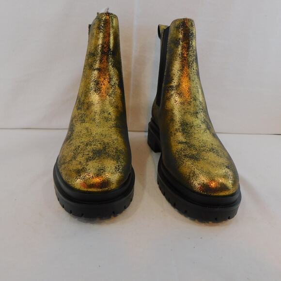 Ralph Lauren Womens Corinne Lug Sole Gold Distressed Metallic Booties Size 8 - Picture 9 of 10